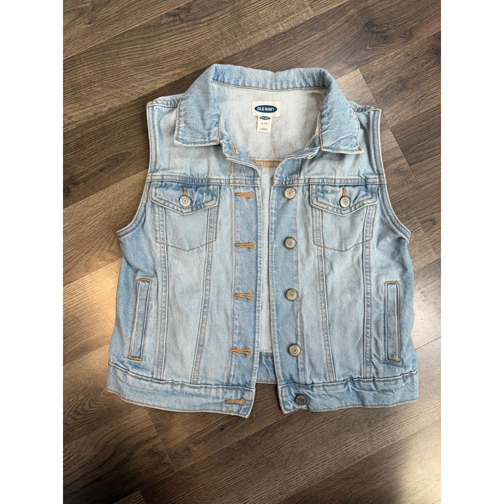 Old Navy Kids Light Wash Denim Vest Sleeveless Jean Jacket XL 14